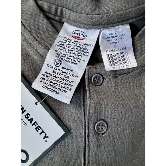 Rasco Flame Resistant Gray Henley T-Shirt Men’s Small New - Picture 3 of 5